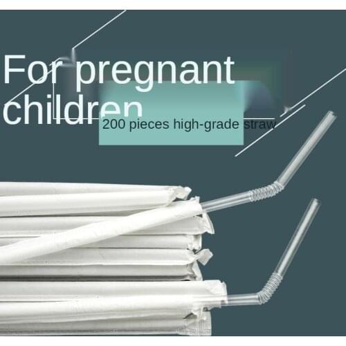 200pcs8 Inche Kitchen Environmentally Friendly Biodegradable Paper Disposable Straws Individual Package For Pregnant Children