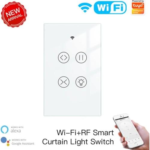 Tuya Smart WiFi RF Touch Switch Curtain Light Glass Panel Curtain Light Smart Life App Remote Control Google Home Alexa