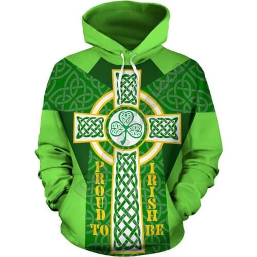 Celtic Cross Shamrock 3D Printed Hoodies Pullover Men For Women Sweatshirts Fashion Cosplay Costumes Apparel Sweater 04