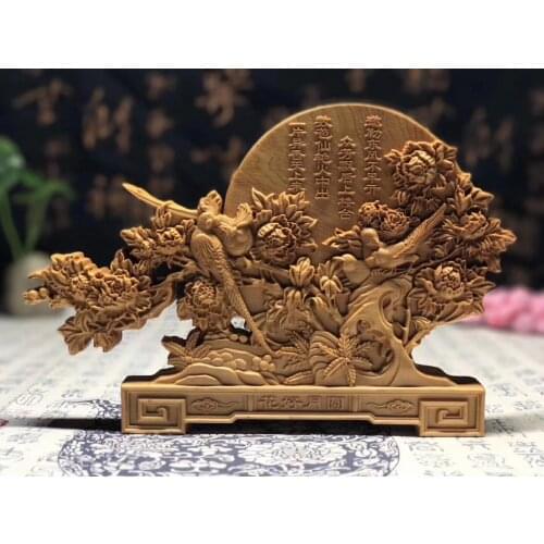 Traditional Chinese Wood Carving Animal Parrot Bird miniature figurines Gift home desk decoration decor(A952)