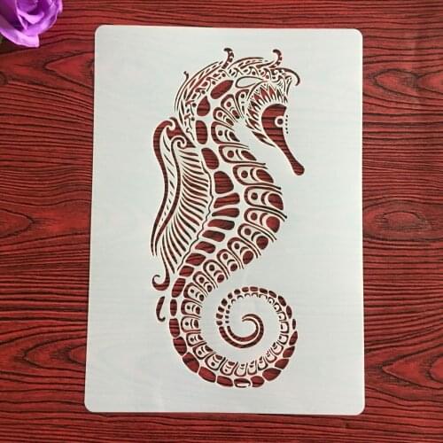 A4 29 *21cm Hippocampus layered stencil painting scrapbook stamp album decoration embossed paper card template decoration