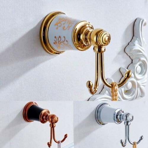 Vidric Robe Hooks Wall Mounted Coat Hanger European Hooks For Clothes Chrome Golden Robe Hook Coat Hook Bathroom Accessories 87