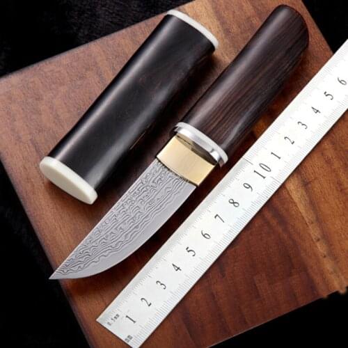VG10 Damascus steel Japanese mirror knife, 60-62hrc vacuum heat treatment sharp camping hunting knife series (samurai style)