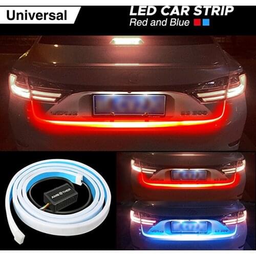 Yellow/Red/Ice blue/White flowing Rear LED Trunk dynamic turn signal light strip flexible Tailgate luggage led warnning light