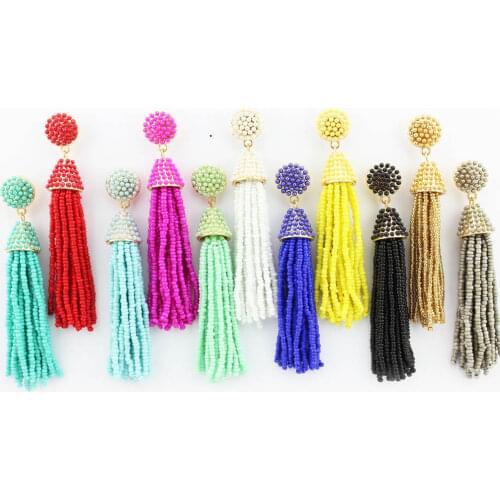 ZWPON 2018 Hot Selling Seed Beads Tassel Earrings for Women Handmade Long Earrings Bohemian Fashion Jewelry Statement Earrings
