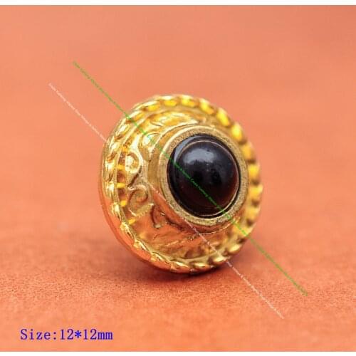 10x Gold Black Turquoise Flower Leathercraft Saddle Bridle Belt Pet Collar Concho 12mm