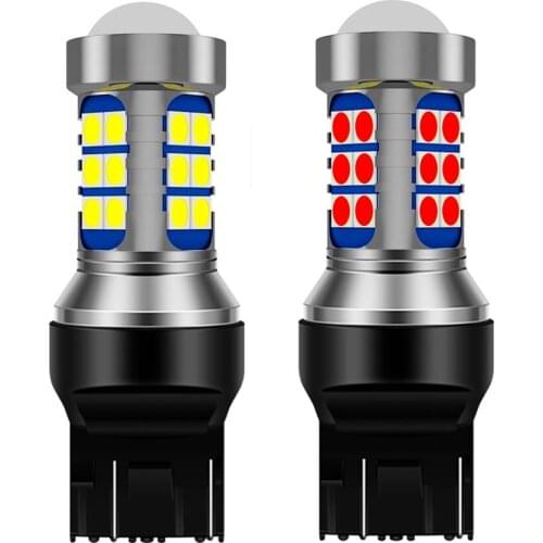 2Pcs New T20 7443 W21/5W Super Bright 3030 LED Car Tail Brake Bulb Turn Signal Auto Daytime Running Light Rear Fog Lamps