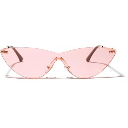 2021 borderless one-piece sunglasses women cat eye retro glasses transparent pink ladies sunglasses UV400