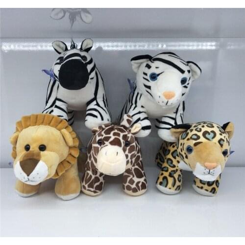 5PC/lot Cute Jungle Animal Plush Toys Stuffed Lion Elephant Leopard Zebra Doll Toys for Kids Baby Children Birthday Gift 22cm