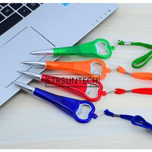 500pcs Creative Beer Bottle Opener Pen with String Portable Plastic Ballpoint Pen Party Favors and Gifts Souvenirs