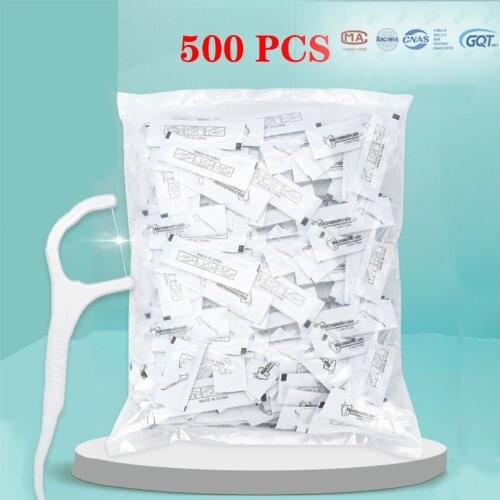 Disposable 500PCS Individual Package Dental Flosser Interdental Brush Teeth Stick Toothpicks Floss Pick Oral Gum Teeth Cleaning
