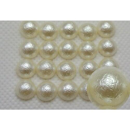 500 Ivory Acrylic Textured Stardust Half Pearl Bead 8mm FlatBack Scrapbook Craft