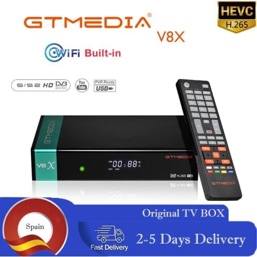 Receptor gtmedia V8X FTA satellite receiver DVB-s2/S2X full hd h.265 same gtmedia V7 s2x with USB wifi free upgrade V8 nova V7s