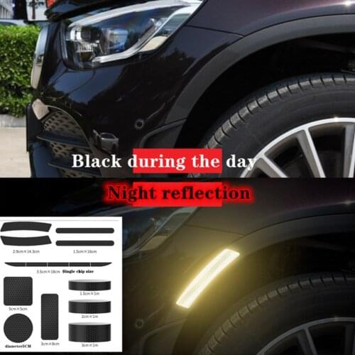 3M Car Black Reflective Sticker Motorcycle Hidden Car Anti-scratch Sticker Black Wheel Eyebrow Reflective Car Sticker