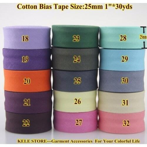 Free shipment -100% Cotton Bias bindnig tape, size: 25mm, width:1",2.5cm,30yds Cotton Bias tape,orange green yellow solid color