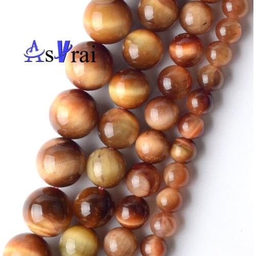 Natural Stone Beads 6 8 10 12 mm Sun Tiger Eye Stone Round Loose Spacer Beads For Jewelry Making DIY Bracelet Necklace Charm 15"
