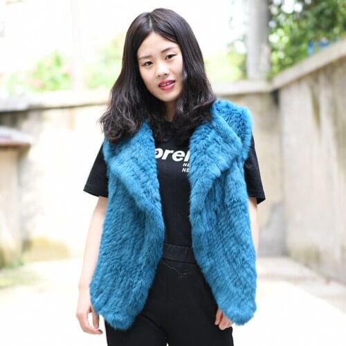 CX-G-B-192W Fashion Super Quality Rabbit Fur Knitted Vest for Women Winter