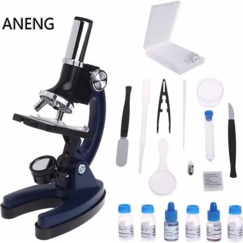 ANENG Children Kid Biological Microscope Set Student Educational Toy 100x 600x 1200x