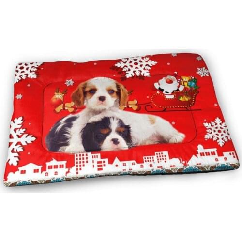 Pet Large Dog Bed House Warm Soft Nest Puppy Kennel Sofa Cat Sleeping Blanket Merry Christmas Cavalier King Charles Prints