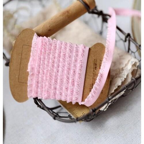 5 Meter 2020 Pink Ruffle Lace Ribbon Cosplay Costume Performance Decoratiove Elastic Lace Ribbon DIY Headwear Accessories 9mm