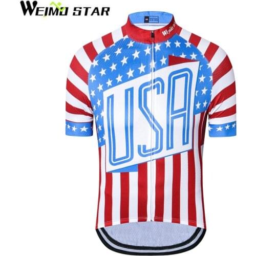 WEIMOSTAR Team Short Sleeve Ropa Ciclismo USA Mens Cycling Jersey Riding Sports Bike Ropa Ciclismo Tops MTB Bicycle Clothing