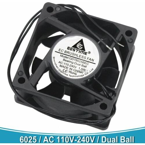 20 PCS Gdstime AC 110V 115V 120V 220V 240V Radiator Cooler 6cm 60x60x25mm Ball EC Brushless Cooling Fan 60mm x 25mm