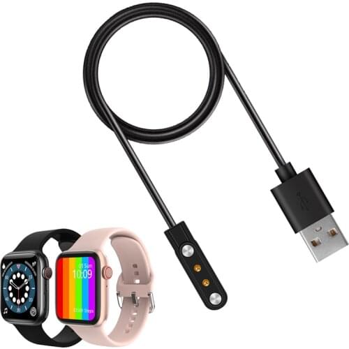 2pin 4mm Magnetic Smartwatch Dock Charger Adapter USB Charging Cable Cord for iWO W26 40MM 44MM Pro Smart Watch Accessories