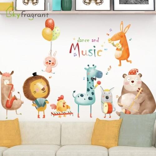Cartoon Cute Animals Wall Stickers For Kids Rooms Child Bedroom Baby Boy Room Wall Decoration Home Decor PVC Sticker Wall Art