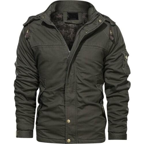 Mens Winter Thick Military Jacket Hooded Outwear Fleece Cotton Parkas Fashion Male Tactical Jacket Army Coat Plus Size 4XL