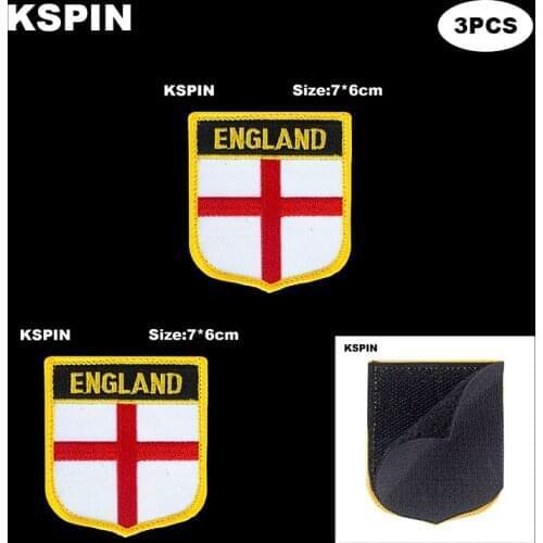 National Flag Patch Hook Loop England Badges Armband 3D Stick on Jacket Backpack Stickers
