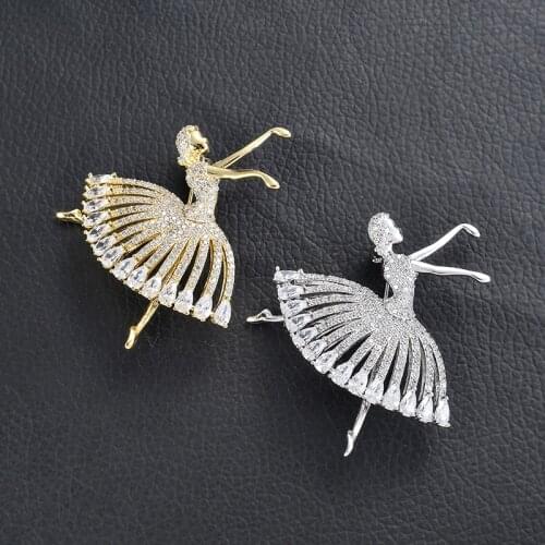 New Crystal BALLERINA Ballet Dance Girl Brooch Pin Dancer Dancing Pins Brooches Jewelry Broche Best Friend Mothers Day Gifts
