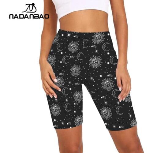 NADANBAO Ouija New Womens Leggings Tie-dye Print Short Leggings Summer Fitness Leggins Kness-Length Sportwear Casual Cothes