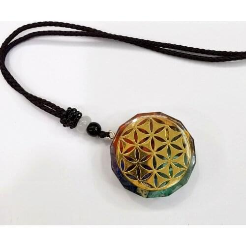 New Orgonite Pendant Sri Yantra Necklace Sacred Geometry Chakra Healing Energy natural Necklace Rope Meditation Jewelry Dropship