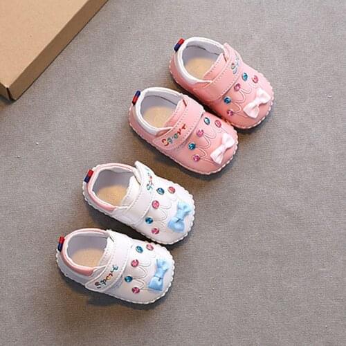 Baby Shoes Girl Infant Toddler First Walkers PU Leather Rubber Sole Non-slip Cute Kids Indoor Casual Shoe SJY001