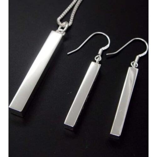 S018 Hot S925 Sterling Silver color Jewelry Set, Straight Foreign Trade Geometric Modeling Silver color Set