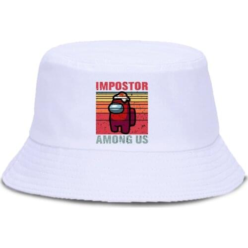A Red Impostor With Fried Eggs On His Head Sunscreen Hat Creative Casual Fishing Hat Summer Foldable Bucket Cap Quality Cool Hat
