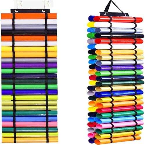 128cm Vinyl Storage Organizer Vinyl Roll Holder with 48 Compartments PVC Oxford Weatherproof Balanced Vinyl Storage Rack