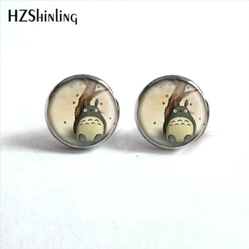 NES-0012 My Neighbour Stud Earrings My Neighbor Totoro Earrings For Woman Glass Ear Nail Cabochon Earrings HZ4