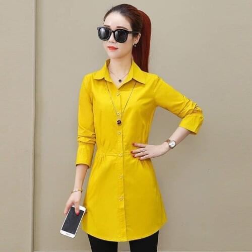 Plus Size Women Spring Autumn Style Blouses Shirts Lady Casual Long Sleeve Turn-down Collar Blusas Tops DD8929