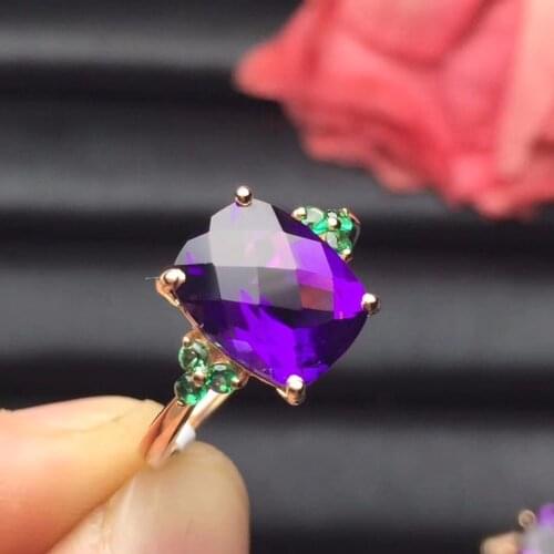 Fine Jewelry Real 18K Gold AU750 100% Natural Amethyst Gemstone Female Rings for Women Fine Ring