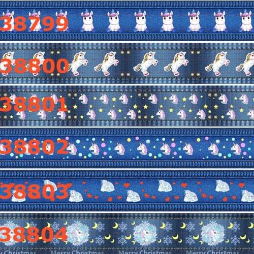 10yards - different sizes -Cartoon pattern printed Grosgrain ribbon - unicorn/Dolls/Sesame street/denim printed ribbon