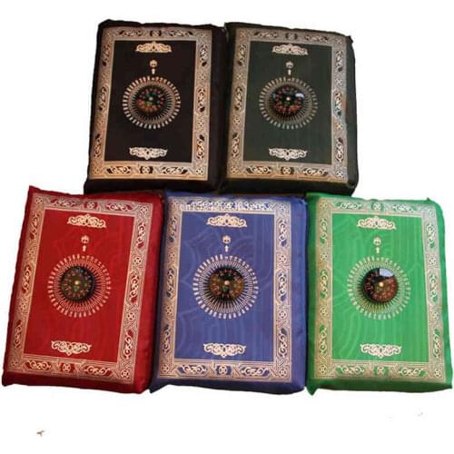100pcs Muslim Prayer Rug Polyester Portable Braided Mats with Compass In Pouch Travel Home New Style Mat Blanket 100*60cm