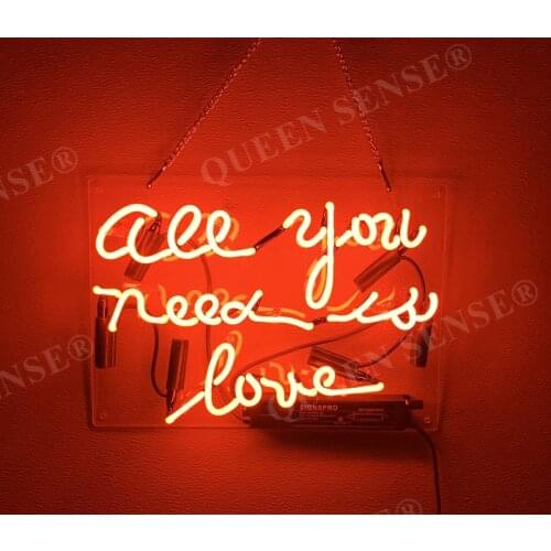 14"x10" All You Need Is Love Red Custom Acrylic Neon Light Lamp Sign Beer Bar Real Glass Decorate Home Wall Room Decor Club B