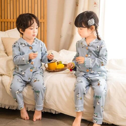 2021 Blue Children Pajamas Set Kids Baby Girl Boys Cartoon Casual Clothing Costume Long Sleeve Children Sleepwear Pajamas Sets