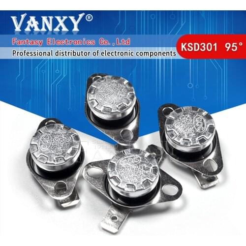 5PCS New KSD301 95 Degree 250V 10A Normal Close Temperature Controlled Switch Thermostat Wholesale Electronic