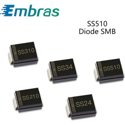 50Pcs SMD Schottky Barrier Rectifier Diode SS210 SS24 SS510 SS26 SS36 SS310 SS34 SS14 2A 60V 80V 100V 150V 200V DO-214AA SMB