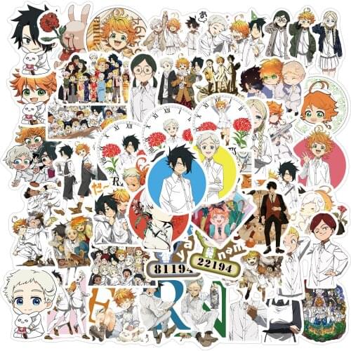 50pcs/pack The Promised Neverland Japanese anime Stickers For Notebook Skateboard Computer Mobile Phone Cartoon Toy Trunk