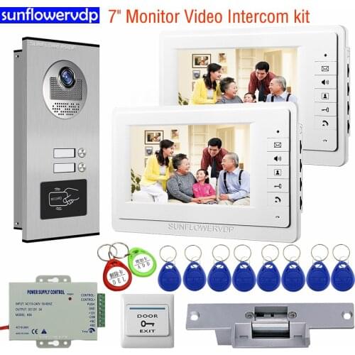7" Video Intercom Access Control Video Phone With Video Call With Monitor Outdoor Intercom Video Intercom + Electric Strike Lock