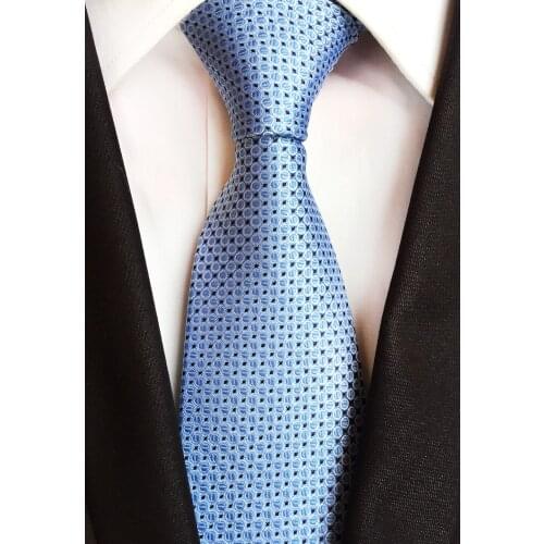 8cm Formal Men Woven Tie Classic Design Sky Blue Polka Dots Gravata