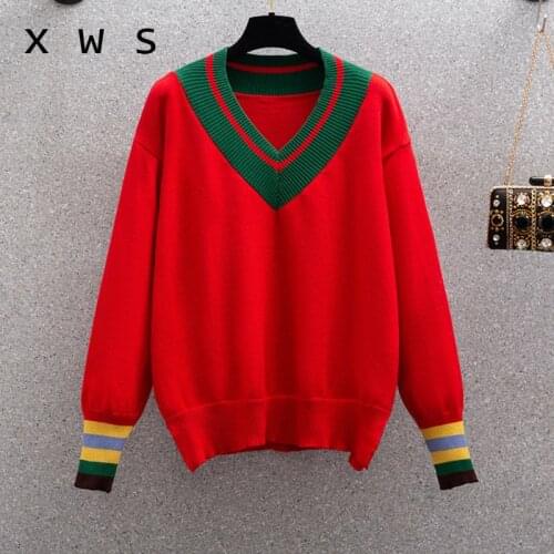 Basic V-neck chic cashmere Sweater Pullover Women winter autumn Female 2020 wool sweater loose long sleeve casual sweater